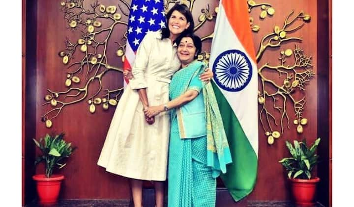 Haley met with External Affairs Minister (EAM) Sushma Swaraj and both the leaders held a discussion on various topics like UN reforms, counterterrorism and leadership roles of women in India. (Twitter)