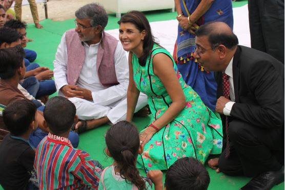 The US envoy to the UN also met Nobel Peace Laureate Kailash Satyarthi on Wednesday and reiterated America's commitment to end child trafficking. (Twitter)