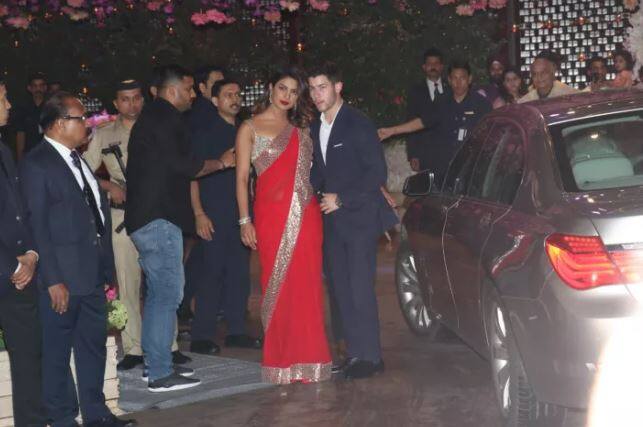 Actress Priyanka Chopra and beau-American pop singer Nick Jonas arrive at the function.