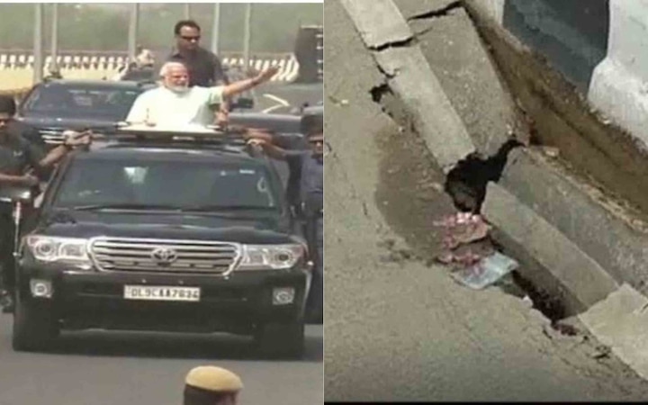 Newly inaugurated Delhi-Meerut expressway damaged after first spell of showers Newly inaugurated Delhi-Meerut expressway damaged after first spell of showers