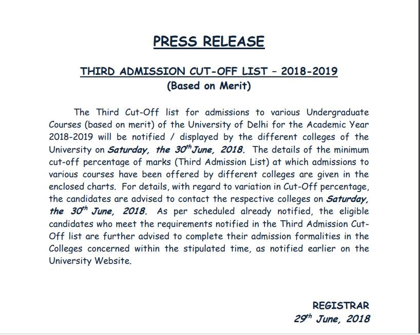 DU releases third cut off list, check here