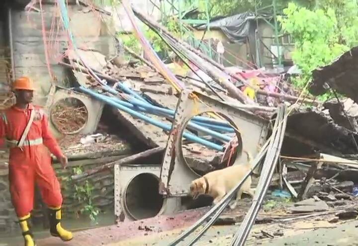 Sniffer dogs are at the sight to find if anyone is still stuck in the debris. Courtesy : Twitter/ANI
