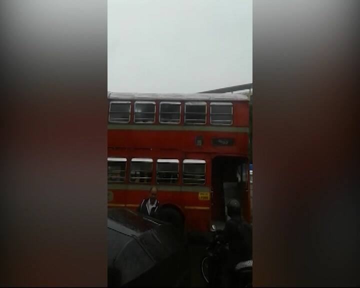 The bus then crashed into an overhead railing.