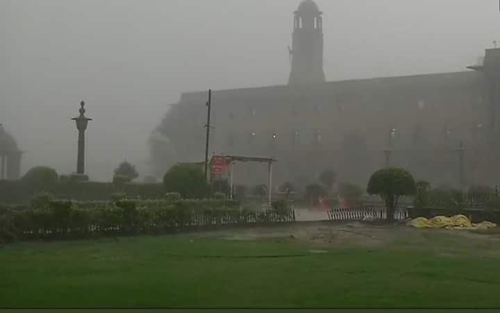 Here are some visulas of Delhi's south block. The rain showers made obscured a clear capture. /Image: ANI