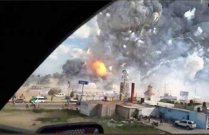 A massive blast ripped through a fireworks depot in Tultepec town of Mexico killing 24 and injuring over 40, as per IANS reports. Image: Twitter (@Billy Goldfeder)