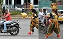IN PICS: Traffic police\'s bizarre \'Yamaraj\' freaks motorists out
