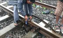 Watch: Damaged rail track in Mumbai \'fixed\' with cloth to let train pass over it