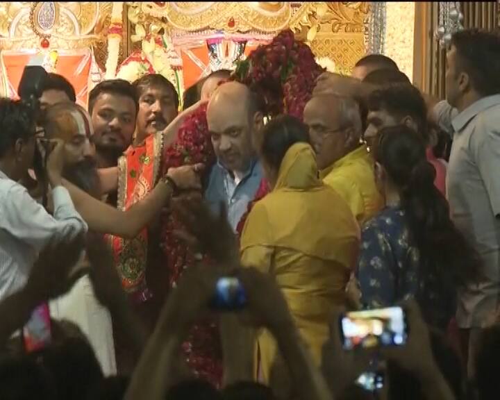 BJP president Amit Shah also offered morning prayers at the Lord Jagannath Temple in Gujarat.