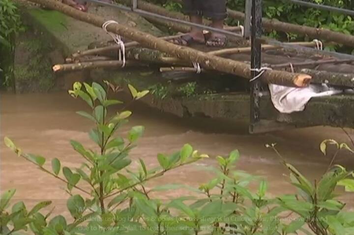 Dams in Karnataka are overflowing after heavy rainfall. The state has been hit by heavy rains over the last couple of days, paralysing normal life in various areas. (ANI)