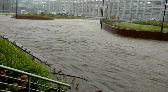 Train services to Jamnagar have been affected due to railway track caving in at Kanalus following heavy rainfall. (ABP News grab)
