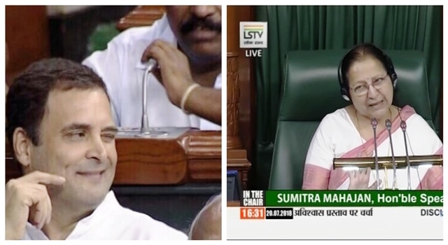 No harm in hugging but winking later not appropriate: LS Speaker Sumitra Mahajan on Rahul Gandhi's wink No harm in hugging but winking later not appropriate: LS Speaker Sumitra Mahajan on Rahul Gandhi's 'viral' wink