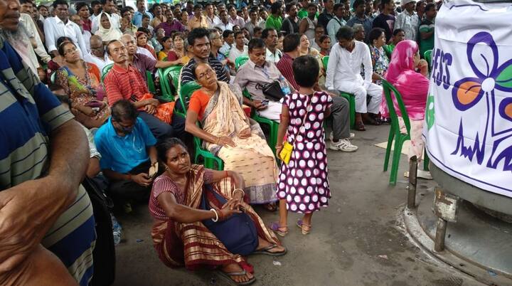 People who came to listen to Didi's speech on giant screens on the Martyrs' Day in Kolkata. (Twitter/AITC)