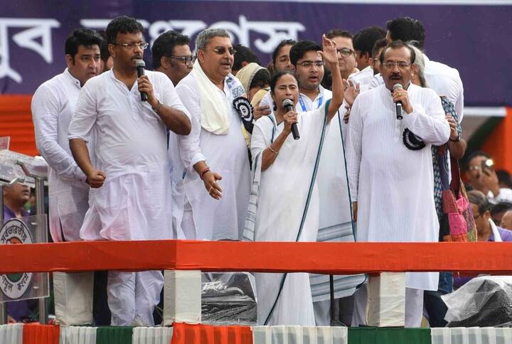 West Bengal Chief Minister Mamata Banerjee today gave a call to oust the BJP in the next Lok Sabha elections and accused the saffron party of trying to create an atmosphere of
