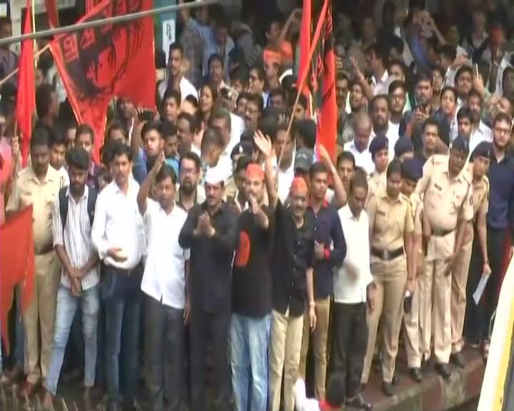 Protesters attacked buses and stopped local trains in Mumbai and the adjoining Thane city. (ABP news grab)
