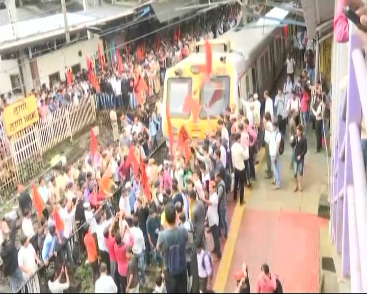 Trains were also stopped by angry protesters. (ABP news grab)