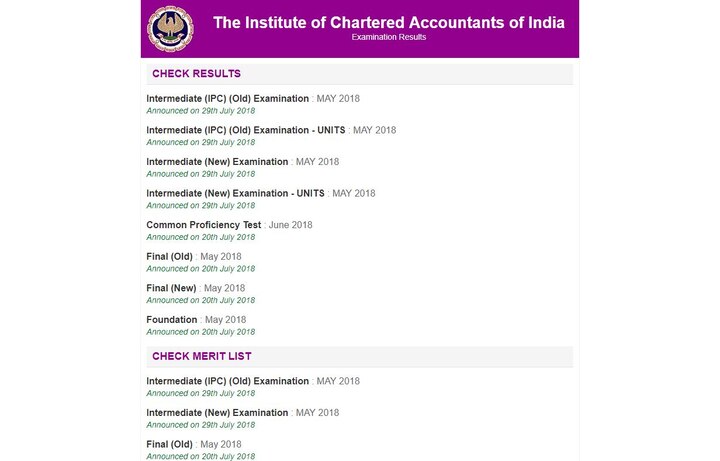 ICAI CA Intermediate Result 2018 Declared Today at icai.nic.in, caresults.icai.org, icaiexam.icai.org ICAI CA Intermediate Result 2018 DECLARED; Check icai.nic.in