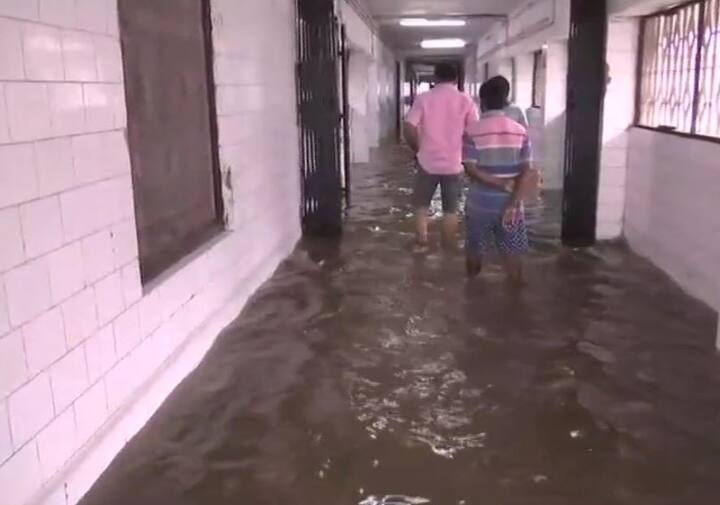 The excess rainwater reached up the stairs of the outpatient department building. (ANI)