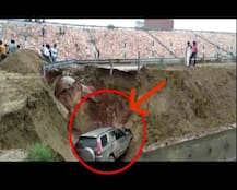 Road caves in on Agra-Lucknow Expressway; car carrying 4 gets stuck