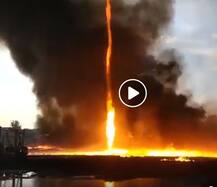 WATCH: Rare video of swirling \'firenado\' captured by British firefighters