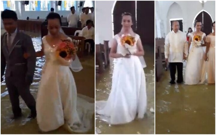 WATCH: This Bride Walking Down Flooded Aisle With A Smile Is Winning Hearts WATCH: This Bride Walking Down Flooded Aisle With A Smile Is Winning Hearts