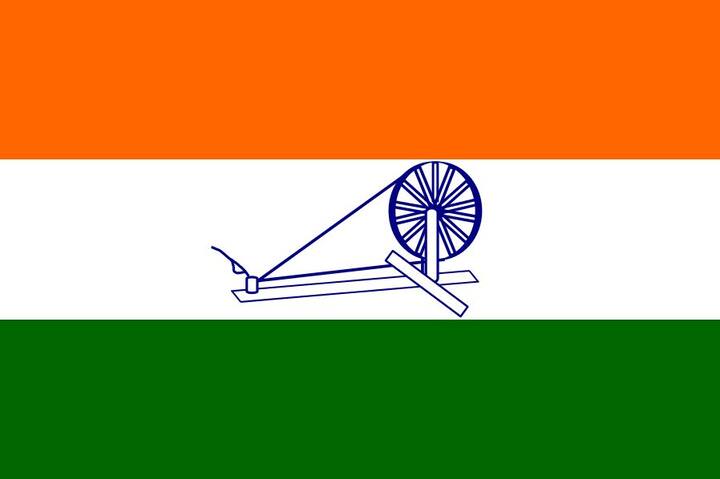 The Swaraj Flag, which was officially adopted by the Indian National Congress in 1931. It became the popularly used symbol of the independence movement./ Source: Wikipedia