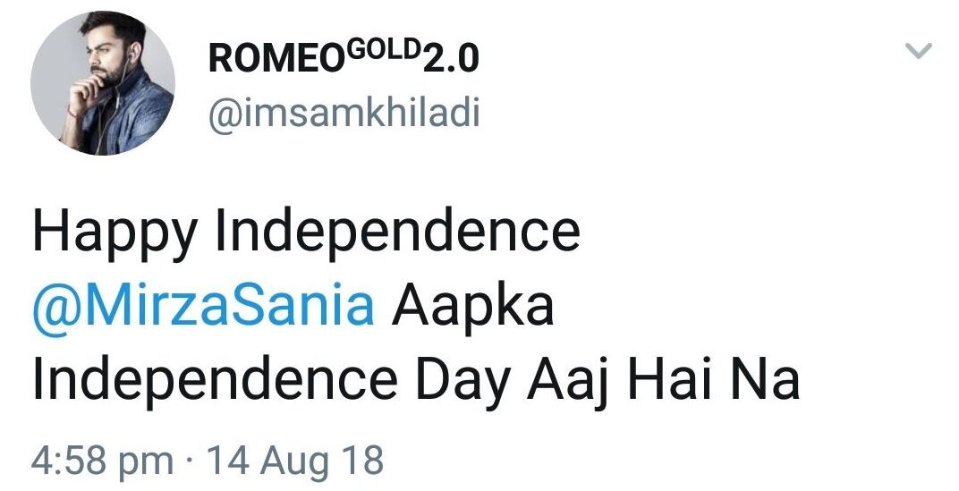 Sania Mirza shuts down troll who asked if her Independence Day is on August 14