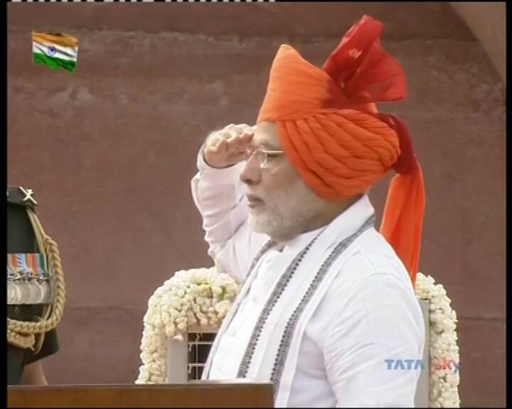The Prime Minister then unfurled the national flag amid a 21 gun salute. (ABP News Grab)