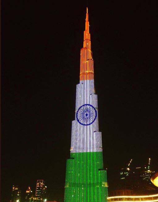 From their Twitter handle, World’s tallest building Burj Khalifa, shared the picture of the iconic building decorated in Tricolour, in a tweet that read: “We congratulate India on their 72nd Independence Day from Burj Khalifa.”/ Image: Twitter (@BurjKhalifa)