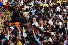See Pics: Emotional Scenes As PM Modi, Amit Shah Walk With Sea Of Mourners In Vajpayee\'s Last Journey