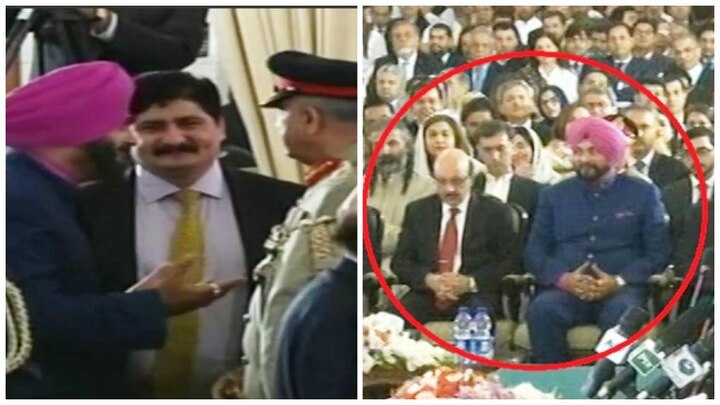 Pakistan: Sidhu's presence at oath ceremony stirs controversy, sits next to PoK President Masood Khan Sidhu Stirs Controversy: Hugs Pak Army Chief, Sits Next To PoK President Masood Khan