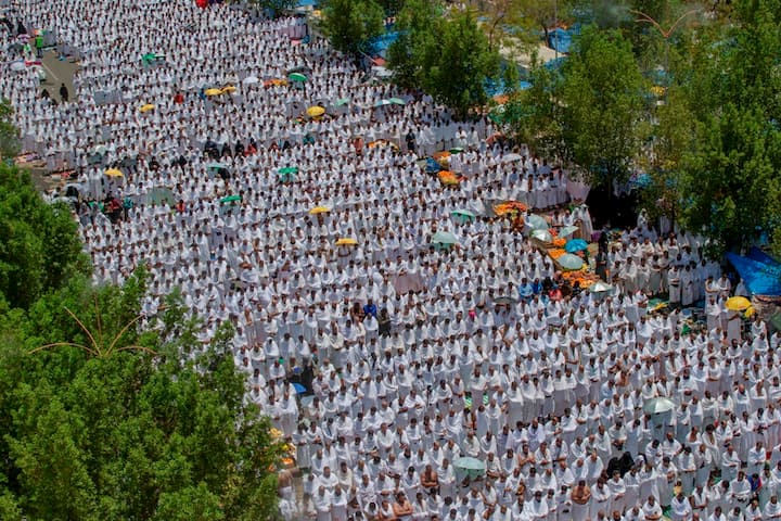 He also reminded worshippers of the rights that women have, and said that no ethnic group or race has superiority over another except in piety and good action. Photo: AP