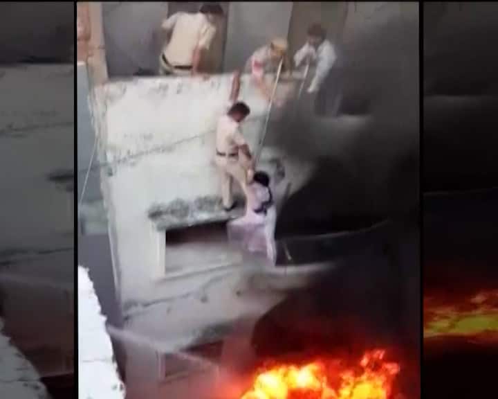 NEW DELHI: Fire broke out in a house at Delhi’s paharganj area on Wednesday. (ANI Video Grab)