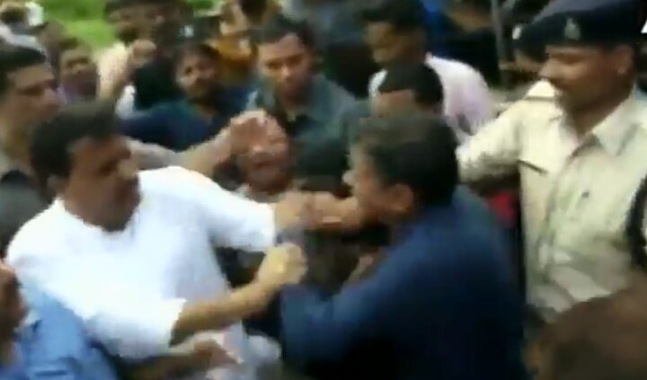 WATCH: Congress MLA slaps BJP leader amid huge crowd in Madhya Pradesh WATCH: Congress MLA slaps BJP leader amid huge crowd in Madhya Pradesh