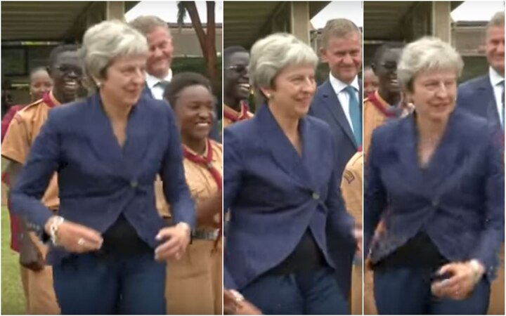 British PM Theresa May dances again; leaves the internet in splits British PM Theresa May dances AGAIN; leaves internet in splits