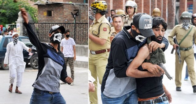 J&K policemen disguise as stone pelters to catch real culprits J&K policemen disguise as stone pelters to catch real culprits