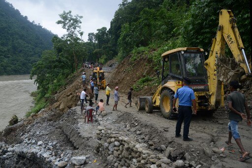It is said that this casualty cuts off the road link between the Indian states of Assam and West Bengal and also Bhutan. AFP IMAGE