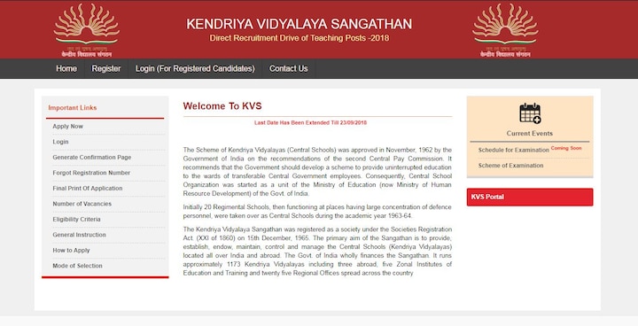 KVS Recruitment Notification, Last Date Extended at kvsangathan.nic.in Check Full Details KVS Recruitment 2018: Teacher vacancy for 8,339 posts on grab @kvsangathan.nic.in, last date 23 September; How to apply