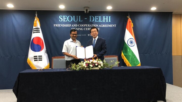 Delhi CM Arvind Kejriwal signs MoU with South Korea's Seoul on environment, transport Delhi CM Arvind Kejriwal signs MoU with South Korea's Seoul on environment, transport