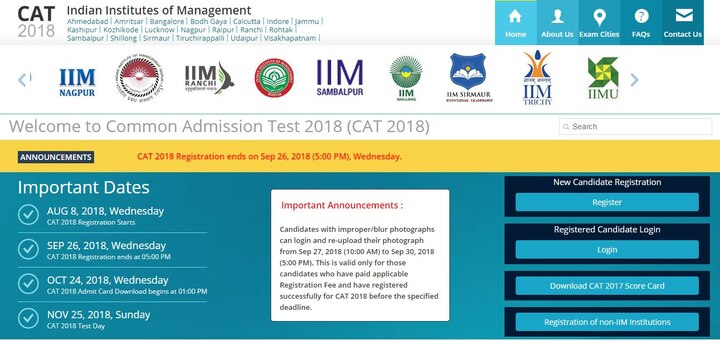 CAT 2018 registration date extended to September 26 at iimcat.ac.in; Check exam pattern, eligibility CAT 2018 registration date extended to September 26 @iimcat.ac.in; Check exam pattern, eligibility