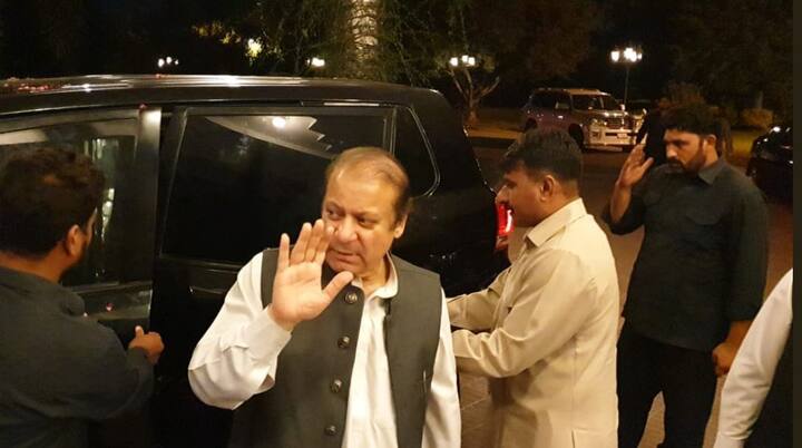 Sharif reached his Jati Umra residence located in the outskirts of Lahore, where he was welcomed by a large number of people./Image: Twitter (PML-N)