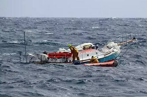 A day after he was rescued from the Indian Ocean off Australia, Indian sailor Abhilash Tomy, who suffered a grievous back injury while participating in the Golden Globe race, has been admitted to a hospital in a remote island, a Defence spokesman said here on Tuesday. (AFP IMAGE)