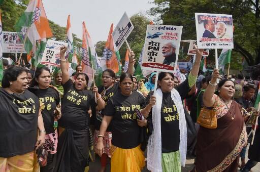 The protest march was against Rafale scam. (AFP IMAGE)