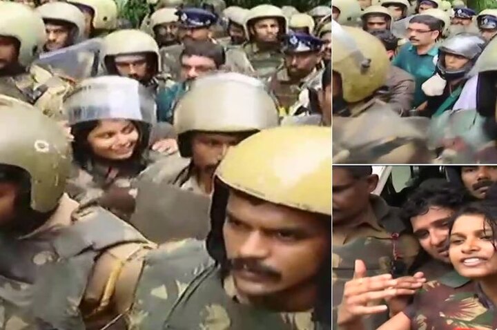 High drama in Sabarimala as 2 women reach hilltop but return due to protests High drama in Sabarimala as 2 women reach hilltop but return due to protests