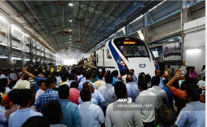 Five more units of the train would be produced by the ICF by the end of 2019-20 production year. The swanky 16-coach train will cut journey time by 15 per cent compared to the 30-year old Shatabdi. Train-18 has two driving trailer coaches with aerodynamic driver's cab (nose cone) on both the ends which will enable quicker turn-around time at destinations. Every alternative coach is motorized, to ensure even distribution of power and faster acceleration/deceleration. / AFP Images