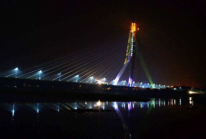 The 575-metre-long suspension bridge, proposed in 2004 and approved by the Delhi cabinet in 2007, will reduce the travel time between North and North-East Delhi. The bridge, connecting Wazirabad across the river Yamuna, will take vehicular pressure off the existing Wazirabad bridge. AFP Photo