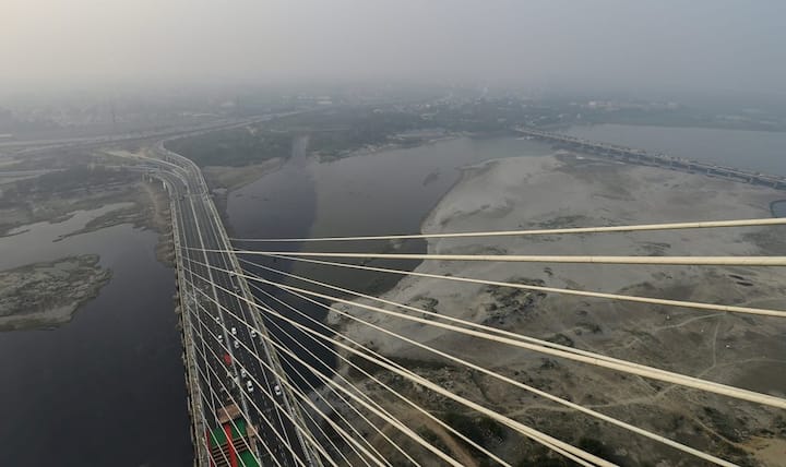The much-awaited Signature Bridge on the Yamuna was inaugurated on Sunday by Delhi Chief Minister Arvind Kejriwal and will open for the public from Monday. PTI Photo