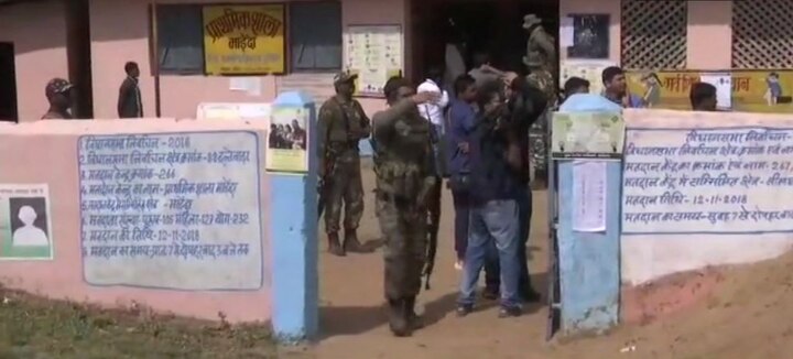 Chhattisgarh Assembly elections 2018: CRPF prepared a makeshift polling booth to conduct polling in Sukma. Maoists had planned to blow the polling station and mined it severely to kill people supporting democracy. Men on duty detected the plot and averted a major disaster. (Twitter)