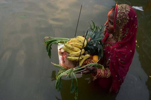 Chhath is a major festival in eastern Uttar Pradesh, Bihar and Jharkhand, although it is celebrated in other parts of the country as well where Purvnanchalis are settled in significant numbers. / AFP Image