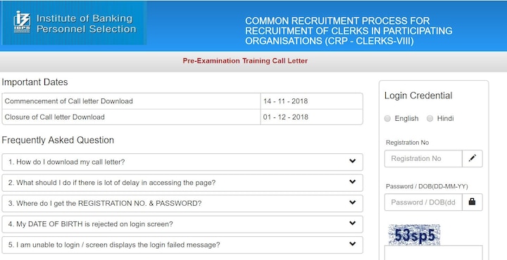 IBPS Clerk 2018 admit cards released for Pre Exam Training, download call letter from ibps.in  IBPS Clerk 2018 admit cards released for Pre Exam Training, download call letter from ibps.in