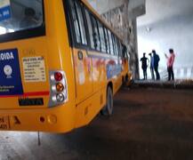 PICTURES: School bus meets with an accident in Noida; 12 students injured, driver and conductor critical